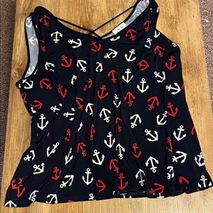 Nautical New England Anchor Print Tank Top